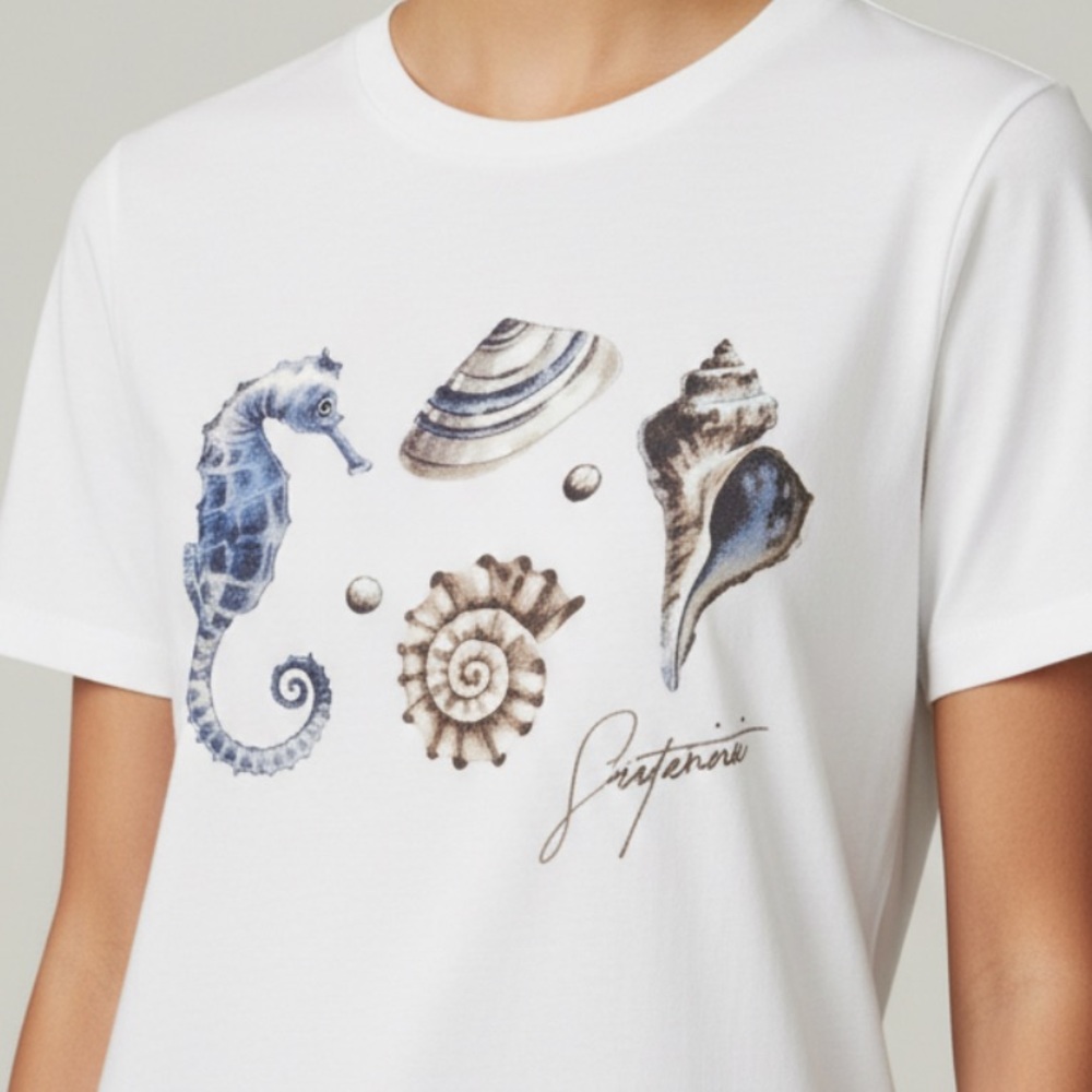 Cotton t-shirt beach theme M NWT